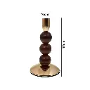 CANDELABRO BASE METAL ESFERAS MADERA REF:ES28761 10X17CM