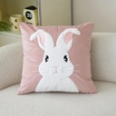 FORRO DE COJIN ROSADO CONEJA BORDADA 45X45CM