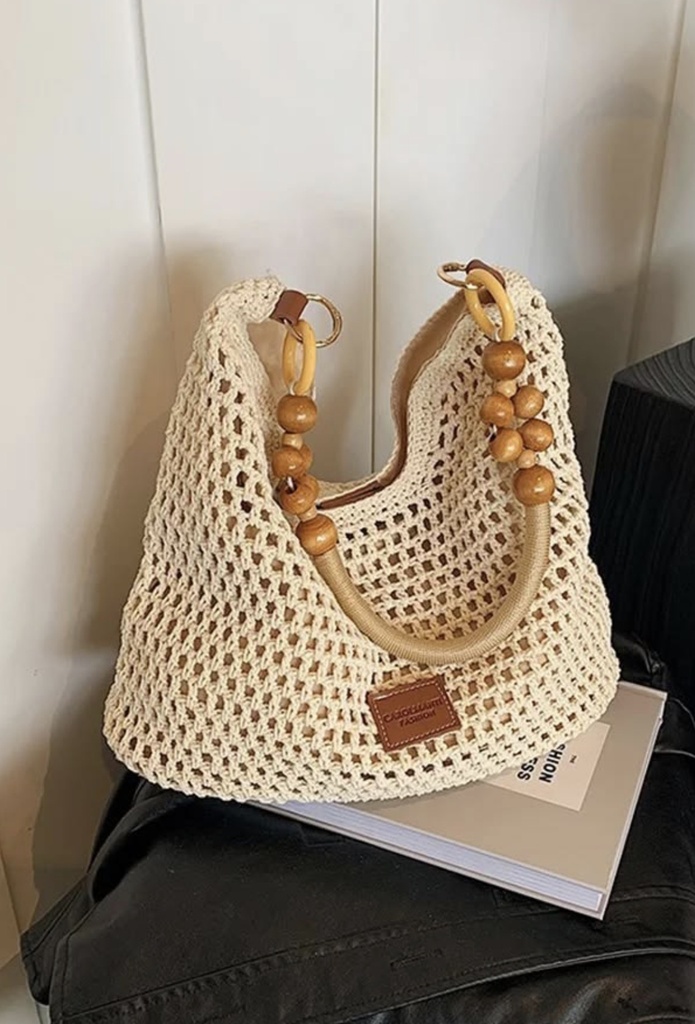 CARTERA DE PLAYA TEJIDA BEIGE