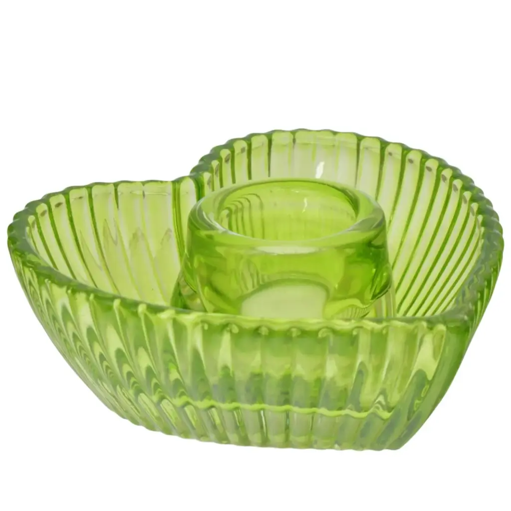 CANDELABRO CORAZON VIDRIO COLOR SURT. REF:HM1176/BY0620-21-2 9X4CM