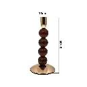 CANDELABRO METALICOS BASES DE ESFERAS MADERA REF:ES28762 10X21CM