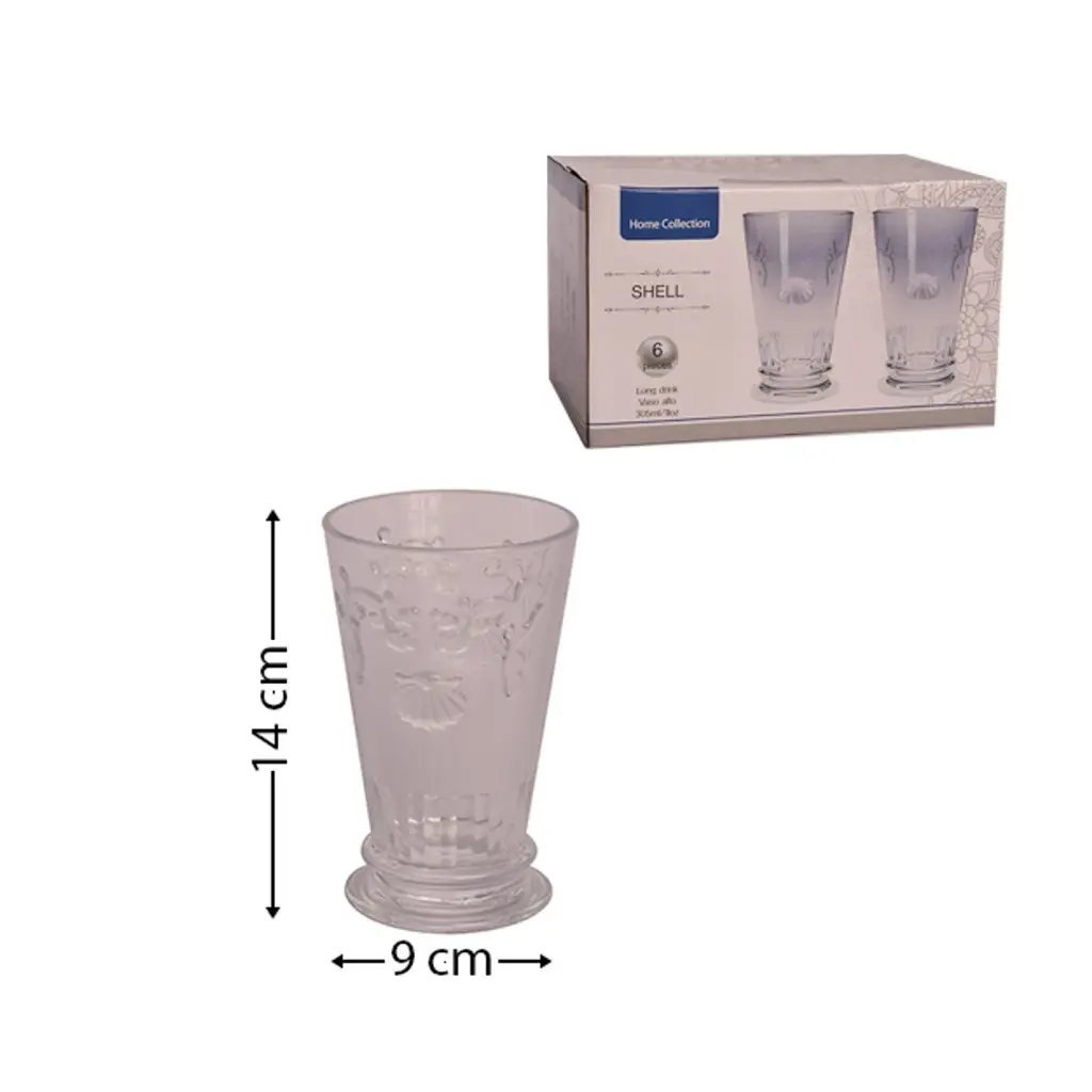 VASO VIDRIO SETX6PZ. REF:P100211A/B90611C11OZ 325ML