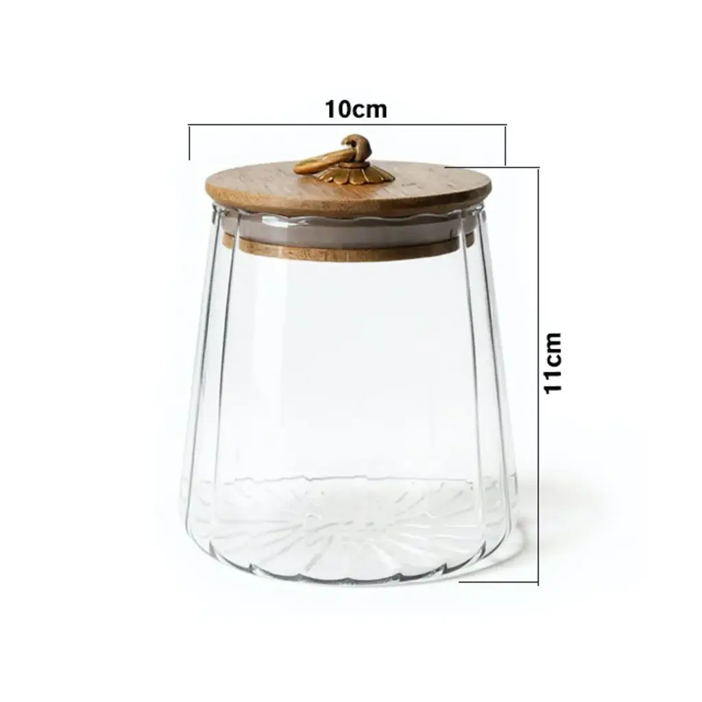 REPOSTERO DE VIDRIO BOROSILICATO C/TAPA BAMBOO REF:HCS63 630ML 