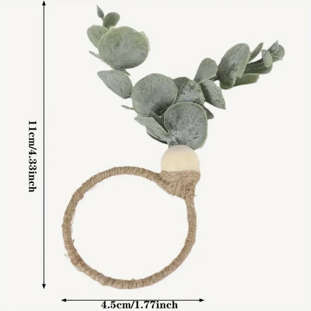 ARO DE SERVILLETA CON HOJAS DE EUCALIPTO 4.5X11CM