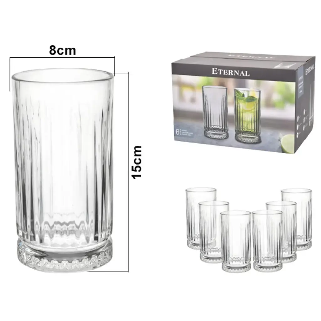 VASO DE VIDRIO SETX6PZ. REF:QY1477 445ML
