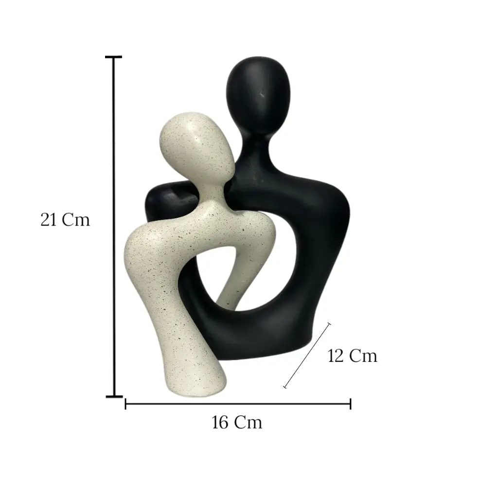 PAREJA BLANCO/NEGRO POLIRESINA 16X12X21CM