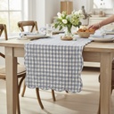 CAMINO DE MESA CUADROS REVERSIBLE CELESTE 35X182CM