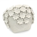 FLORERO DECORADO CON FLORES DE PORCELANA, Ø18X13CM