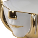 BANDEJA CENTRO DE MESA PORCELANA DORADO/BLANCO ROSTRO 24X25X11CM