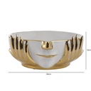 BANDEJA CENTRO DE MESA PORCELANA DORADO/BLANCO ROSTRO 24X25X11CM