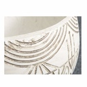 MACETA BEIGE OVALO BASES MADERA 37X43CM