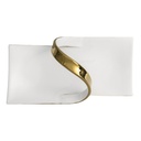BANDEJA BLANCA/DORADA, PORCELANA 34.5X19X12CM