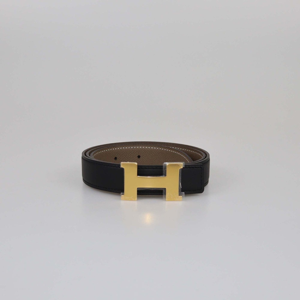 CINTURON HERMES BLACK/ETOUPE CONSTANCE REVERSIBLE BELT