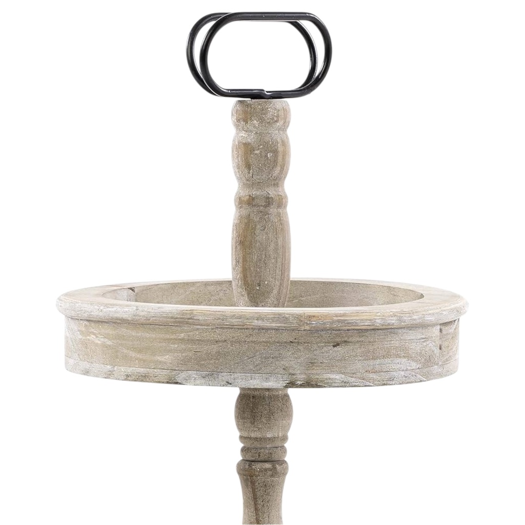 PORTA BOCADITOS 2 PISOS MADERA VINTAGE REDONDO 39X46CM