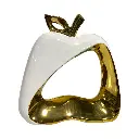 MANZANA DE CERAMICA BLANCO/DORADO 20.5X7X22CM