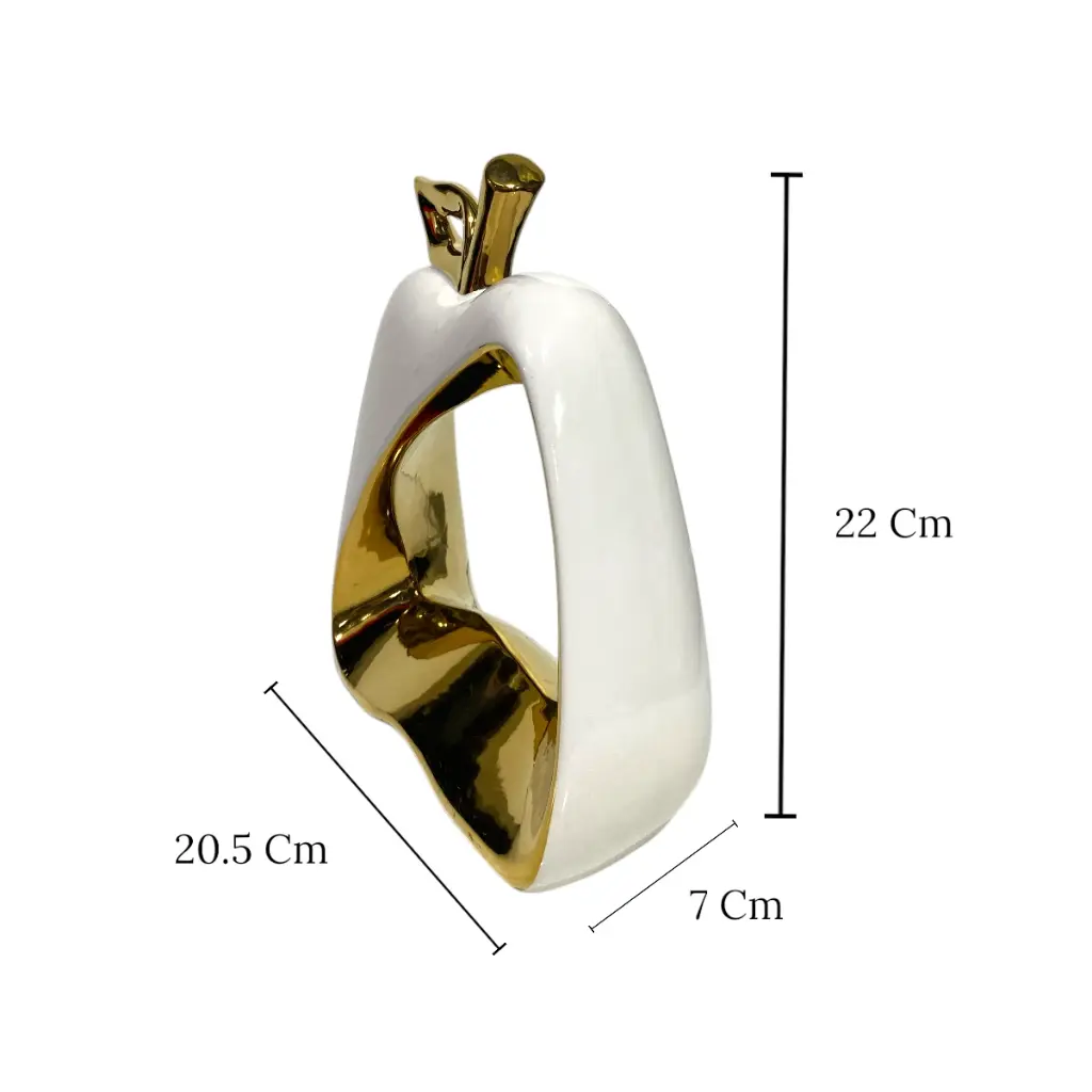 MANZANA DE CERAMICA BLANCO/DORADO 20.5X7X22CM