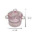 OLLA DE CRISTAL BOROSILICATO ROSADA TAPA CORAZON 22X15X18CM 1500ML