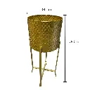 SET DE PORTA MACETAS METALICO DORADO 30X30X78CM Y 27X27X68CM