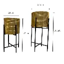 SET DE PORTA MACETAS METALICO DORADO 30X30X78CM Y 27X27X68CM