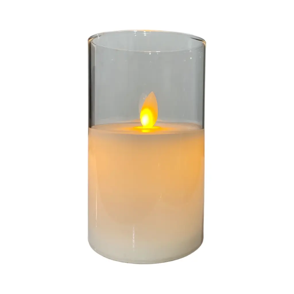 VELA LED CON CANDELABRO, A PILAS 3A"X3. 8X12.5CM