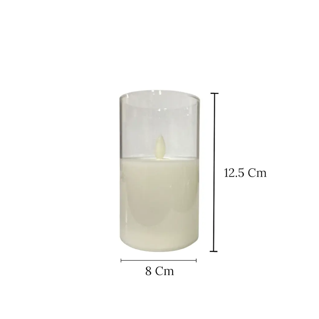 VELA LED CON CANDELABRO, A PILAS 3A"X3. 8X12.5CM