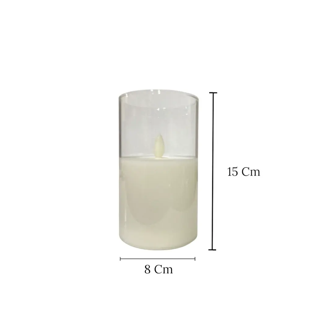 VELA LED CON CANDELABRO, A PILAS 3A"X3. 8X15CM