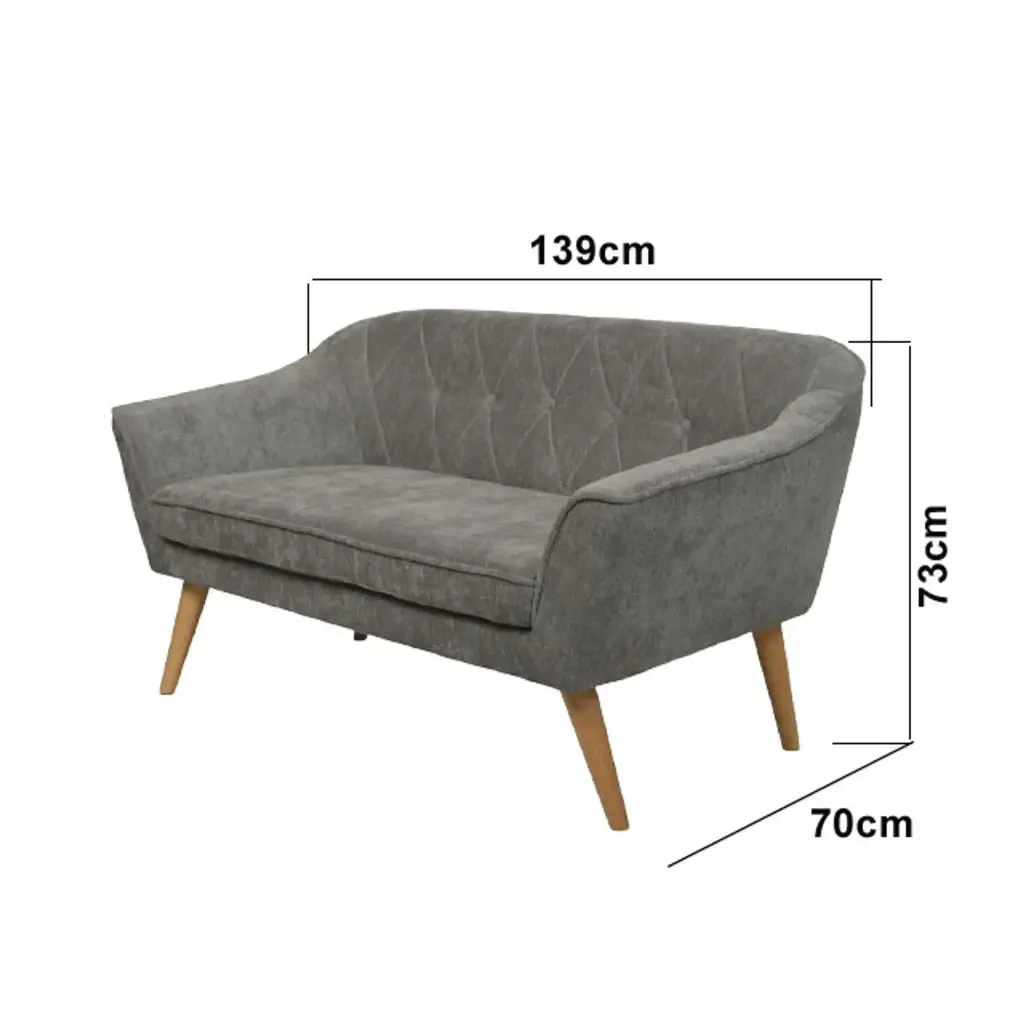 SOFA MADERA EUCALIPTO COLOR GRIS REF:JH2101-2S/F7030-15 140X74X75CM