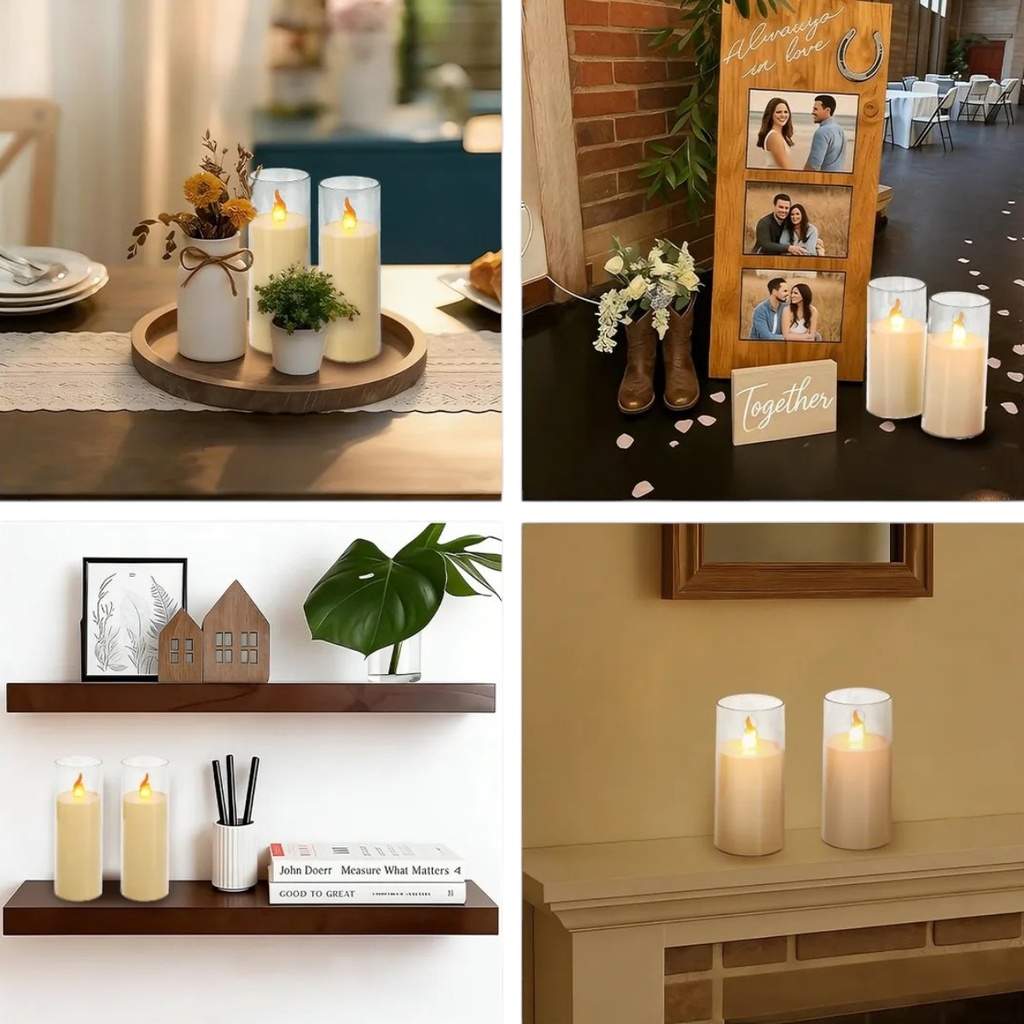 VELA LED CON CANDELABRO, ACRILICA 5X10.5CM 