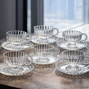 SET DE 6 TAZAS CON PLATO VIDRIO TRANSPARENTE 12PZS. 210ML