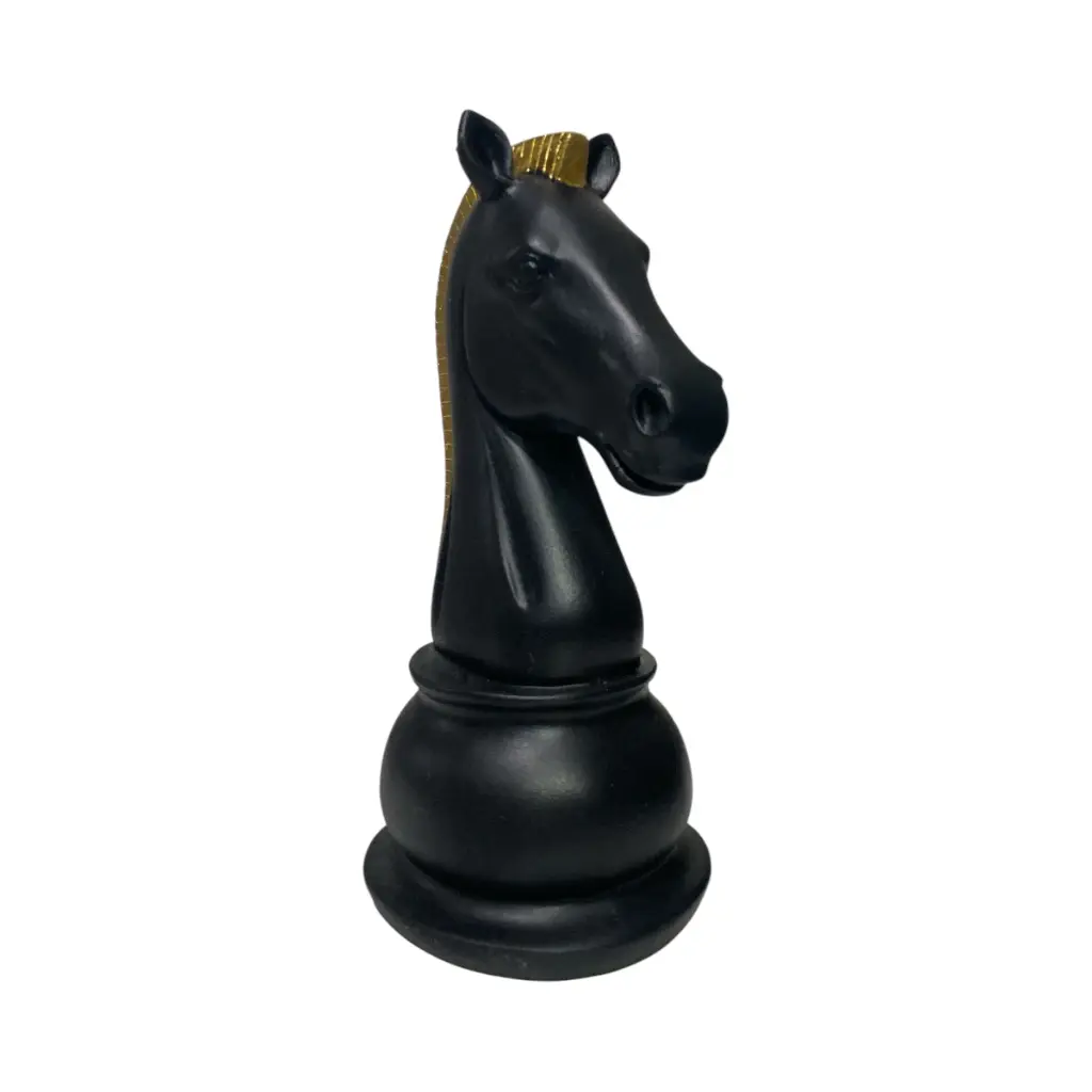FIGURA DECOR CABALLO DORADA AJEDREZ REF:ES28747 10.5X8.5X19CM 