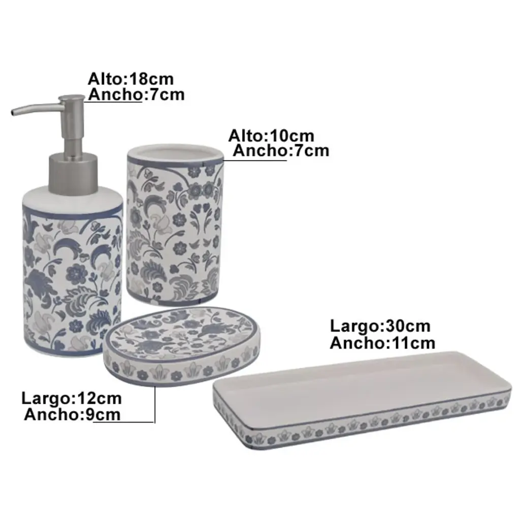 ACCESORIOS PARA BAÑO DE CERAMICA SETX4PZS. REF:ES25925