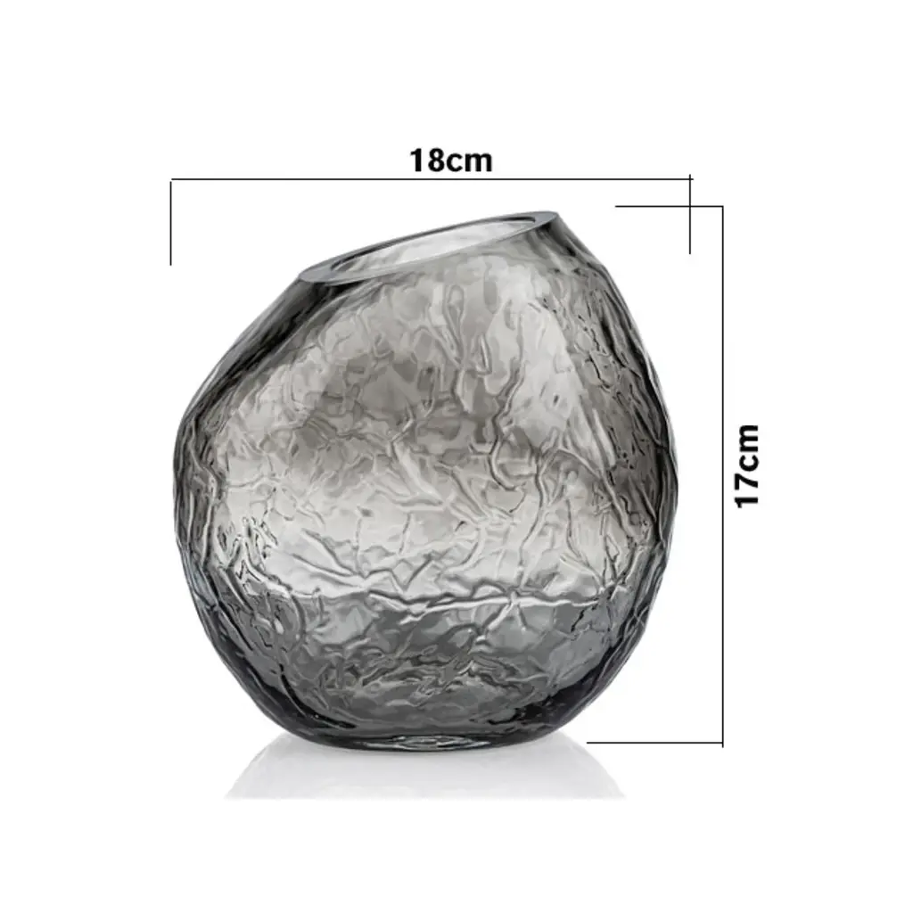 FLORERO DE VIDRIO OPALO NEGRO REF:HM1766/LY1332 13X32CM