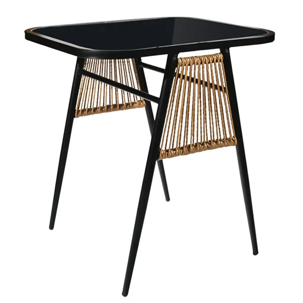 MESA METALICA C/SILLAS RATTAN P/EXTERIOR X3PZ. REF:WR-S2504 56X53X70CM 70X59X74CM