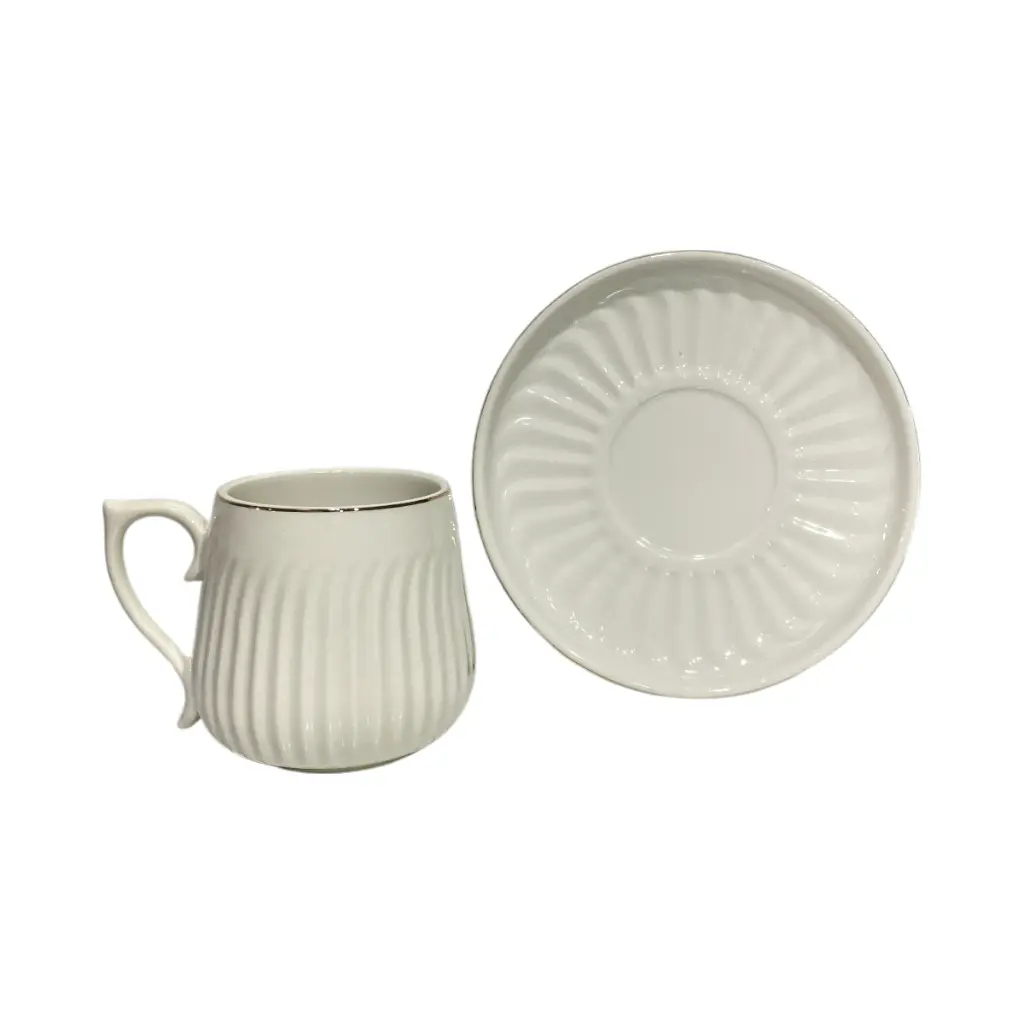 SET DE 6 TAZA/PLATO PORCELANA FILO DORADO, 12PCS. 200ML