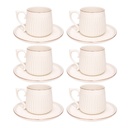 SET DE 6 TAZA/PLATO PORCELANA FILO DORADO, 12PCS. 200ML