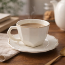SET DE 6 TAZA/PLATO PORCELANA FILO DORADO, 12PCS. 200ML