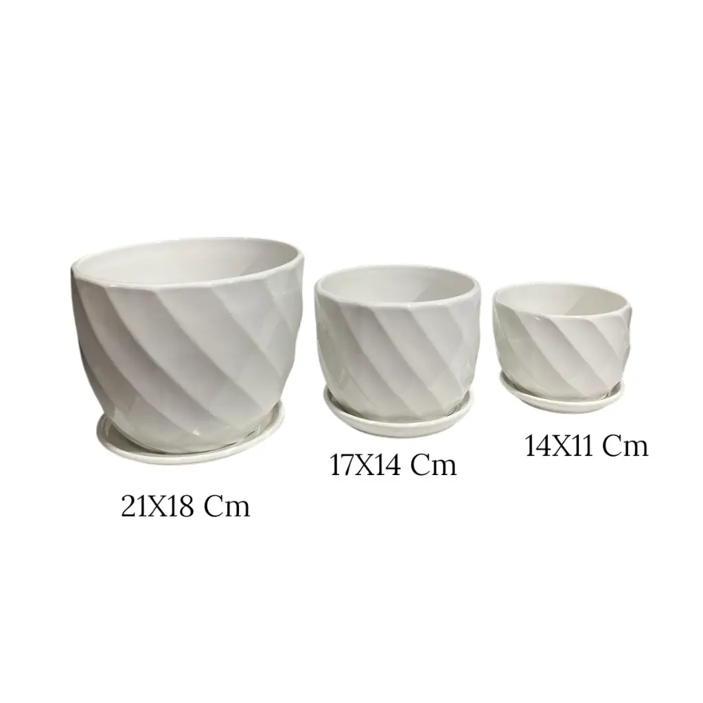 MACETA SETX3 DE CERAMICA 21X18CM, 17X14CM, 14X11CM