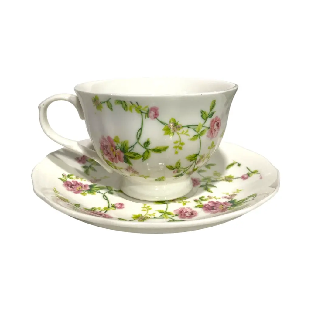 SET DE 6 TAZA/PLATO PORCELANA FILO DORADO, 12PCS. 200ML