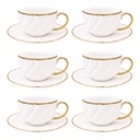 SET DE 6 TAZA/PLATO PORCELANA FILO DORADO, 12PCS. 250ML 