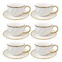 SET DE 6 TAZA/PLATO PORCELANA FILO DORADO, 12PCS. 250ML 