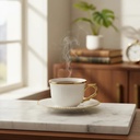 SET DE 6 TAZA/PLATO PORCELANA FILO DORADO, 12PCS. 250ML  