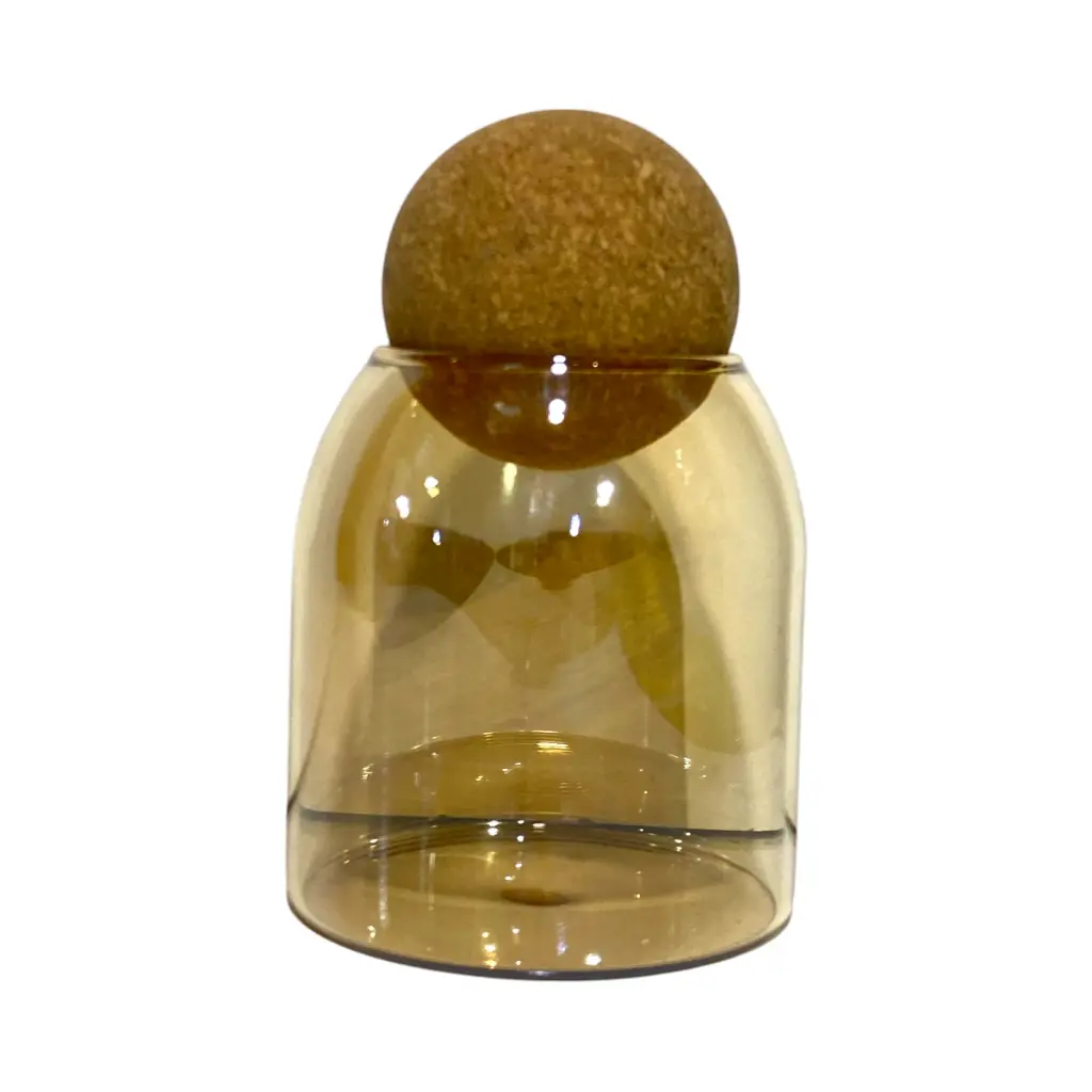FRASCO DE VIDRIO CON TAPA DE MADERA HERMETICOS 9X19CM 600ML