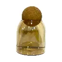 FRASCO DE VIDRIO CON TAPA DE MADERA HERMETICOS 9X19CM 600ML
