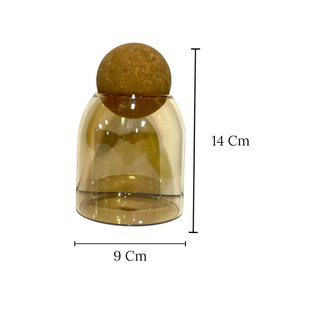 FRASCO DE VIDRIO CON TAPA DE MADERA HERMETICOS 9X19CM 600ML