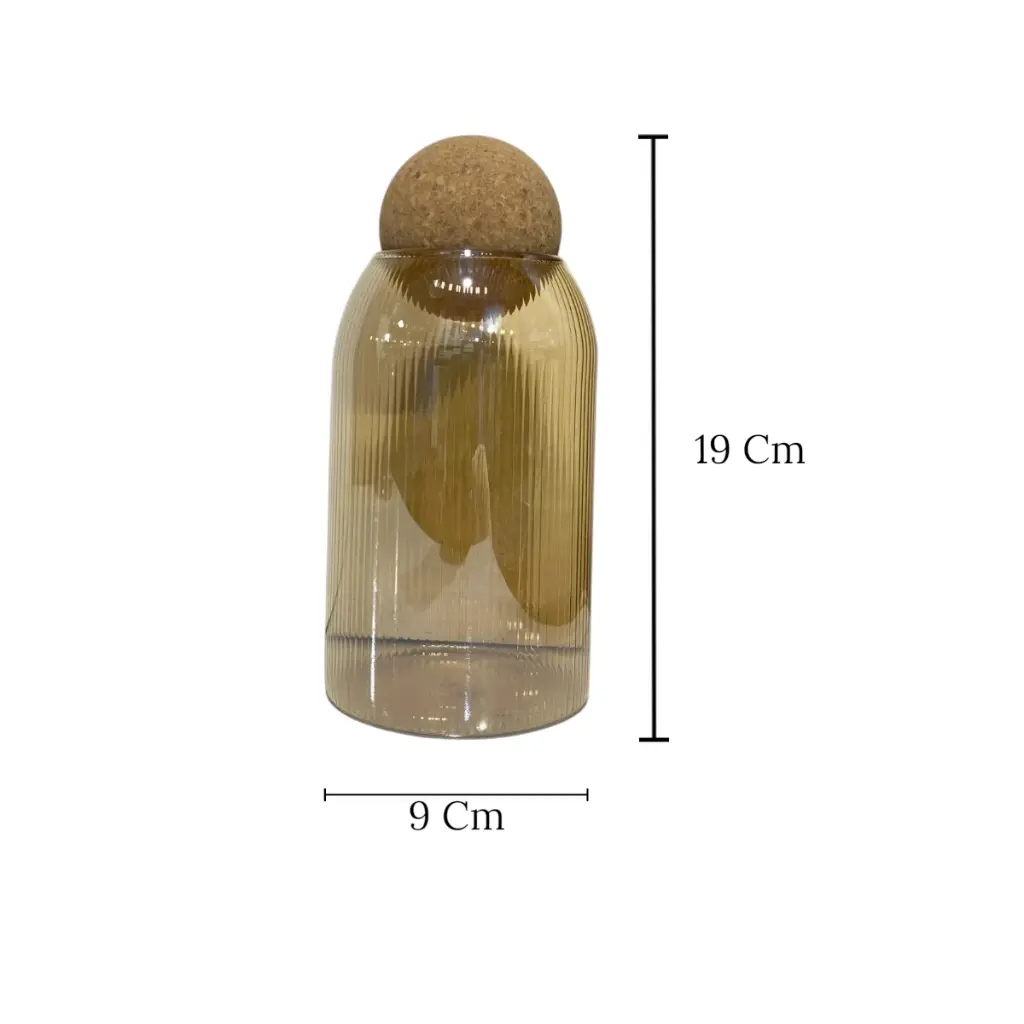 FRASCO DE VIDRIO CON TAPA DE MADERA HERMETICOS 9X19CM 600ML