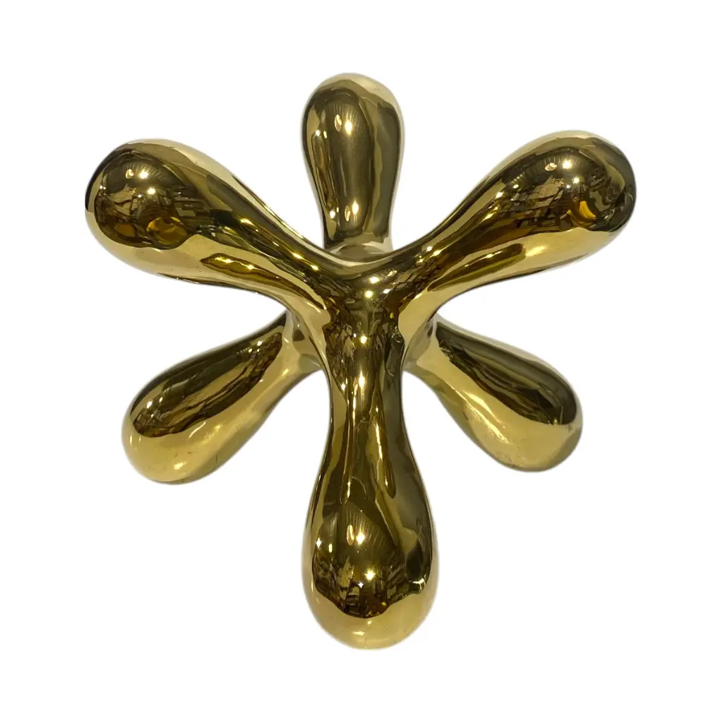 ESCULTURA DECOR DORADA CERAMICA FORMA MATATENA 20X20X20CM