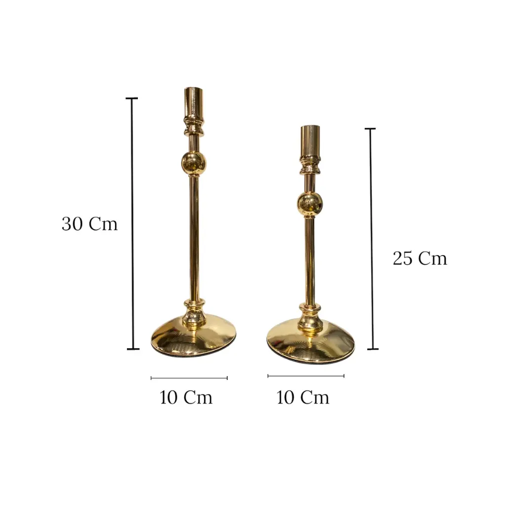 CANDELABRO DE METAL DORADO SETX2 10X30CM Y 10X25CM