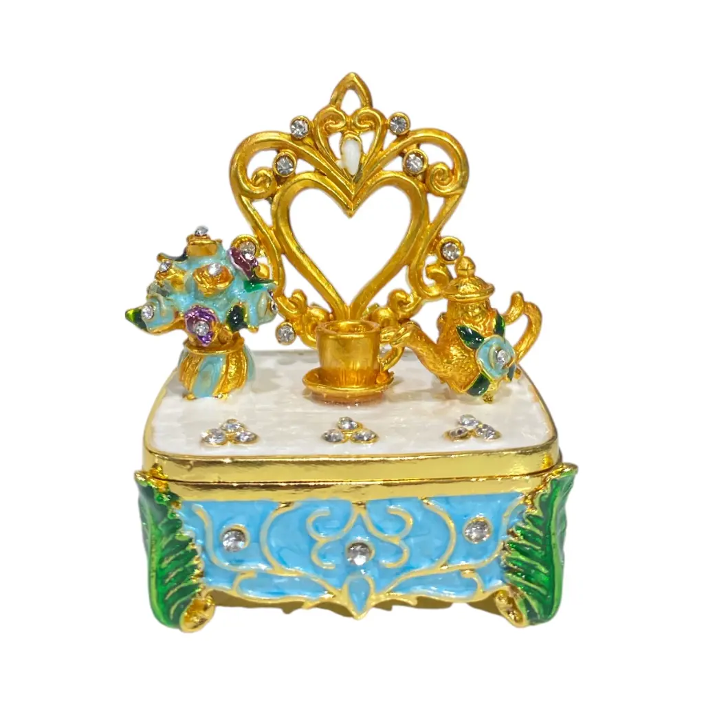 JOYERO COQUETA METAL ENLOSADO 5.5X4X7CM