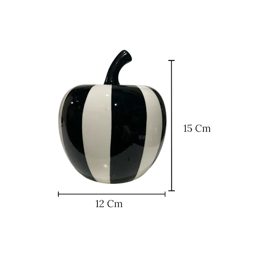 MANZANA DE CERAMICA NEGRA/BLANCO 12X15CM
