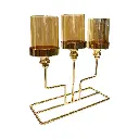 CANDELABRO METAL/VIDRIO DORADO 22X9X23CM